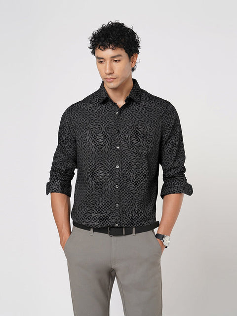 BLACK PRINTED SATIN SHIRT-Shirt - 251133831