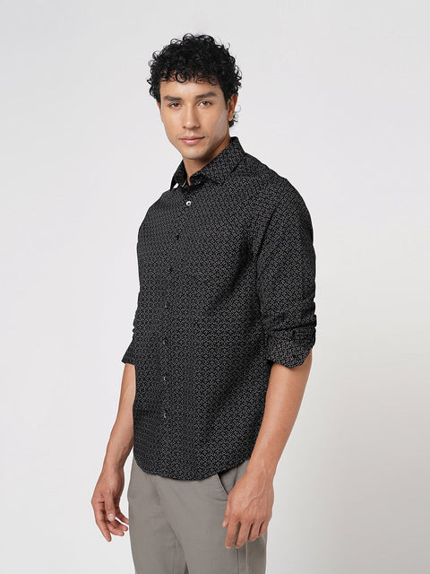BLACK PRINTED SATIN SHIRT-Shirt - 251133831