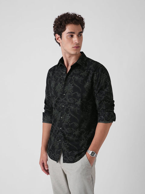 BLACK PRINTED TWILL SHIRT-Shirt - 251134101