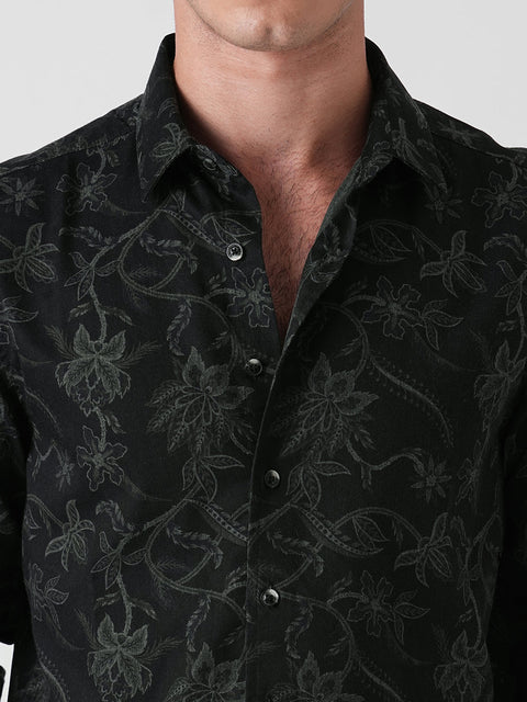 BLACK PRINTED TWILL SHIRT-Shirt - 251134101