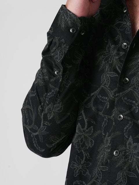 BLACK PRINTED TWILL SHIRT-Shirt - 251134101