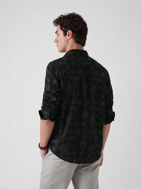 BLACK PRINTED TWILL SHIRT-Shirt - 251134101