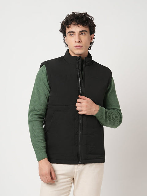 BLACK PUFFER CARGO POCKET GILET - Jacket - 251070378