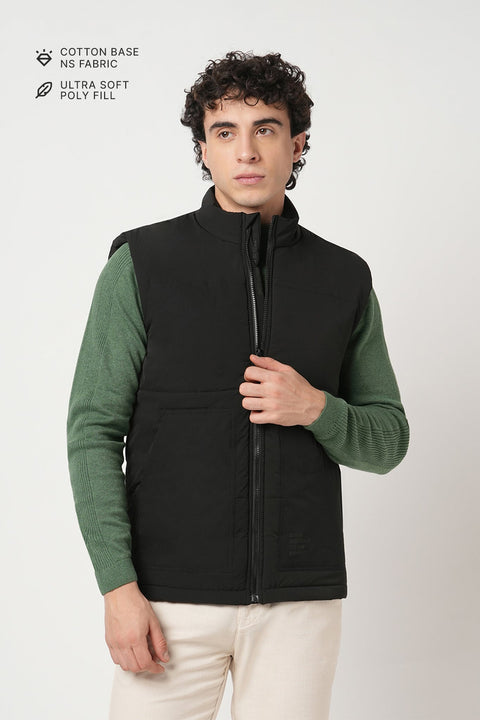 BLACK PUFFER CARGO POCKET GILET - Jacket - 251070378