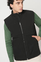 BLACK PUFFER CARGO POCKET GILET - Jacket - 251070378