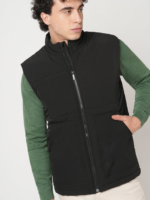BLACK PUFFER CARGO POCKET GILET - Jacket - 251070378