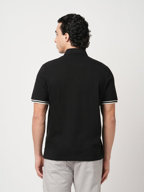BLACK REGULAR FIT TIPPING POLO - T Shirt - 250830740