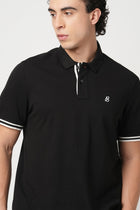 BLACK REGULAR FIT TIPPING POLO - T Shirt - 250830740