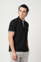 BLACK REGULAR FIT TIPPING POLO - T Shirt - 250830740