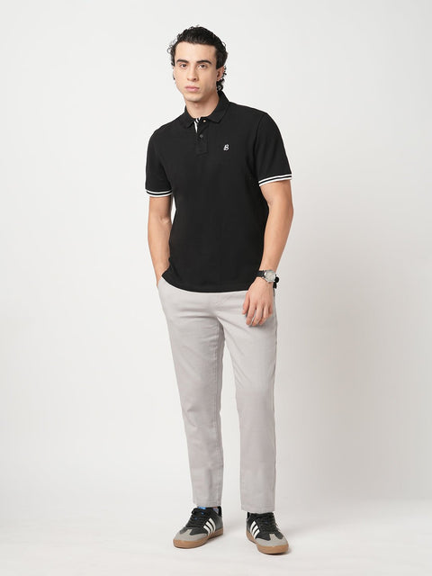 BLACK REGULAR FIT TIPPING POLO - T Shirt - 250830740