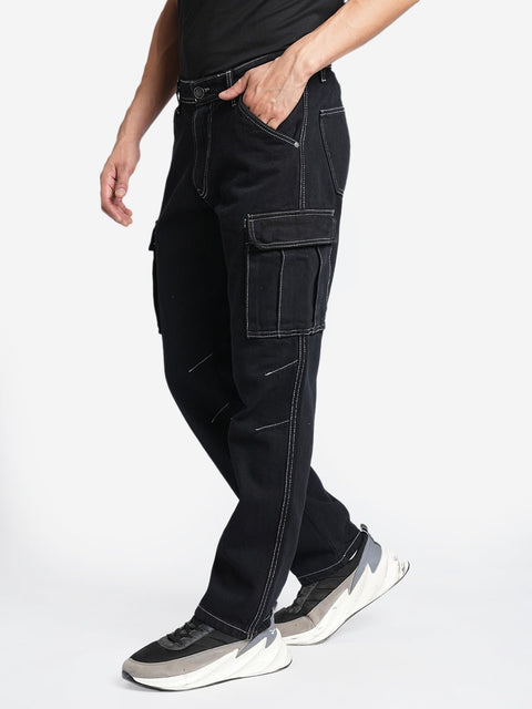 Black Relax Fit Cargo Pants - Cargo - 240110096