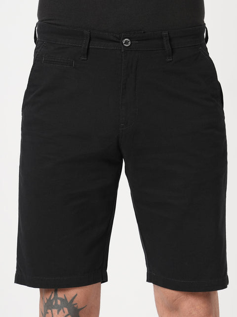 BLACK REULAR FIT SHORTS - Shorts - 251050016