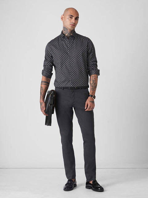 BLACK SATIN PRINT SHIRT-Shirt - 251134126