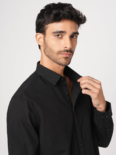 BLACK SELF STRIPE DOBBY SHIRT-Shirt - 251033510