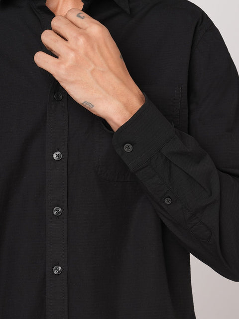 BLACK SELF STRIPE DOBBY SHIRT-Shirt - 251033510