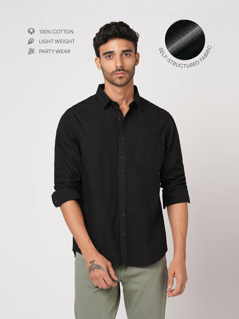 BLACK SELF STRIPE DOBBY SHIRT-Shirt - 251033510