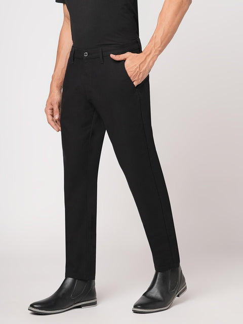 BLACK SLIM FIT DOBBY TROUSER - Trousers - 251041371