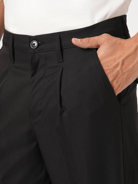 BLACK SLIM FIT TRAVELLER MEN'S PANTS - Trousers - 251041391