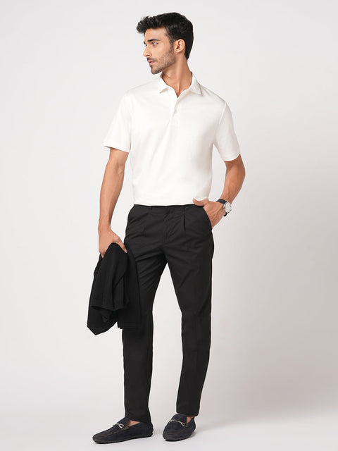 BLACK SLIM FIT TRAVELLER MEN'S PANTS - Trousers - 251041391