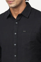 Black Solid Cotton Shirt - Shirt - 230324460