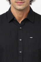 Black Solid Cotton Shirt - Shirt - 230324460