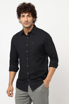 Black Solid Cotton Shirt - Shirt - 230324460