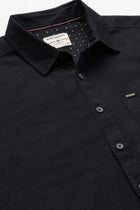 Black Solid Cotton Shirt - Shirt - 230324460