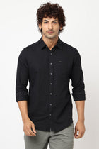 Black Solid Cotton Shirt - Shirt - 230324460