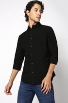 Black Solid Cotton Shirt - Shirt - 230524740