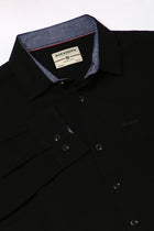 Black Solid Cotton Shirt - Shirt - 230524740