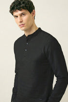 Black Solid Cotton Shirt Kurta - Kurta - 230925458