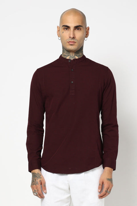 Black Solid Cotton Shirt Kurta - Kurta - 240120031