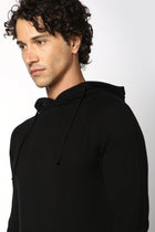 Black Solid Relaxed Fit Hoodie - Sweatshirt - 230760118