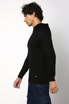 Black Solid Relaxed Fit Hoodie - Sweatshirt - 230760118