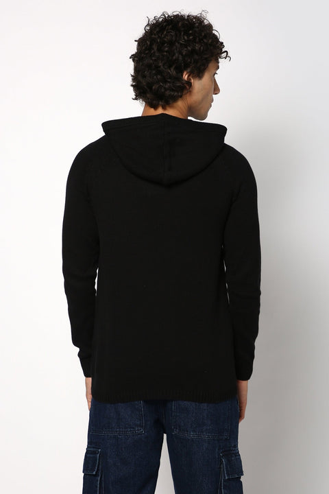 Black Solid Relaxed Fit Hoodie - Sweatshirt - 230760118