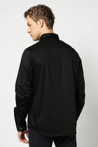 Black Solid Satin Shirt - Shirt - 250531338