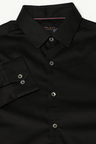 Black Solid Satin Shirt - Shirt - 250531338