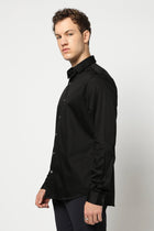 Black Solid Satin Shirt - Shirt - 250531338