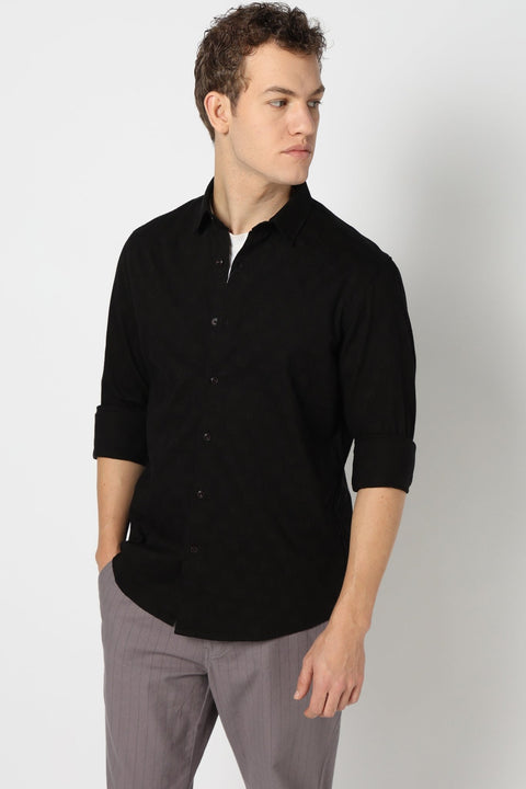 Black Solid Tailored Fit Shirt - Shirt - 250731627