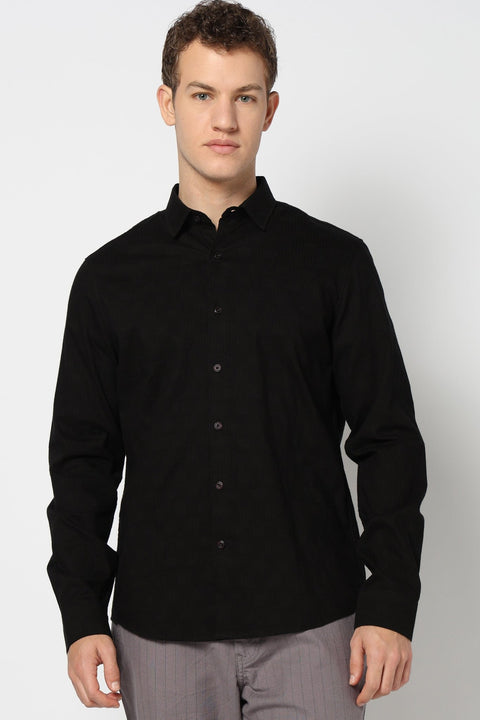 Black Solid Tailored Fit Shirt - Shirt - 250731627