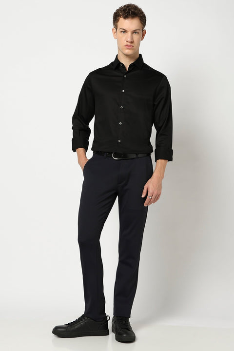 Black Solid Tailored Fit Shirt - Shirts - 250731627