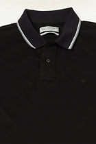 BLACK SOLID TIPPED COLLAR POLO - T Shirt - 2411301024