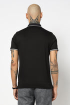 BLACK SOLID TIPPED COLLAR POLO - T Shirt - 2411301024