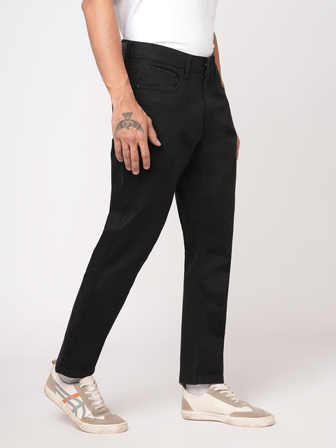 BLACK STRAIGHT FIT DOBBY TROUSER - Trousers - 251241592