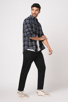 BLACK STRAIGHT FIT DOBBY TROUSER - Trousers - 251241592