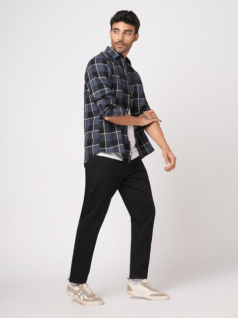 BLACK STRAIGHT FIT DOBBY TROUSER - Trousers - 251241592