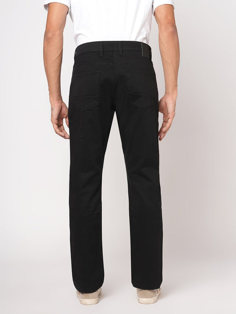 BLACK STRAIGHT FIT DOBBY TROUSER - Trousers - 251241592