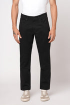 BLACK STRAIGHT FIT DOBBY TROUSER - Trousers - 251241592