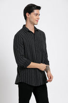 Black Striped Cotton Shirt - Shirt - 240527991