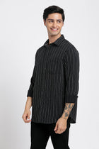 Black Striped Cotton Shirt - Shirt - 240527991